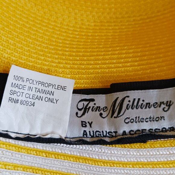 Vintage Medium Brim Hat Women\'s Church Straw Bright Yellow Pillbox Hat main image 11